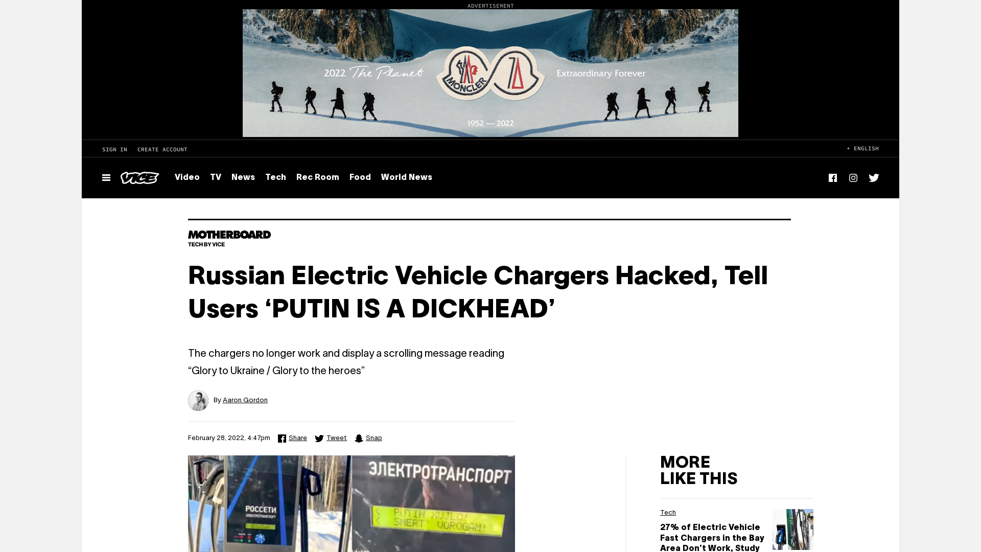 Russian Electric Vehicle Chargers Hacked, Tell Users ‘PUTIN IS A DICKHEAD’