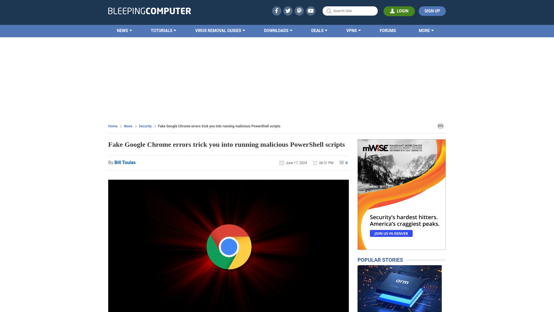 Fake Google Chrome errors trick you into running malicious PowerShell scripts