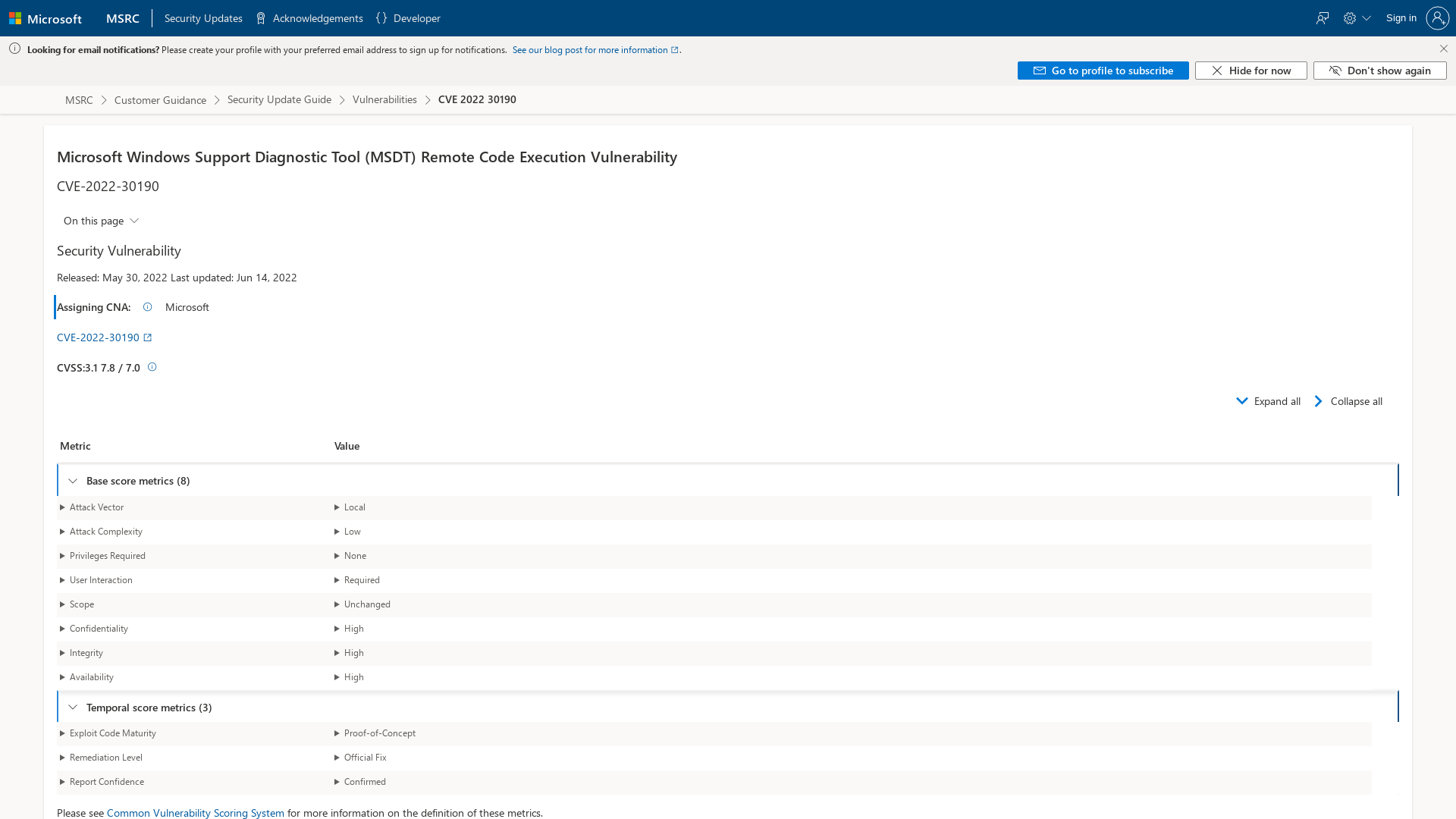 CVE-2022-30190 - Security Update Guide - Microsoft - Microsoft Windows Support Diagnostic Tool (MSDT) Remote Code Execution Vulnerability