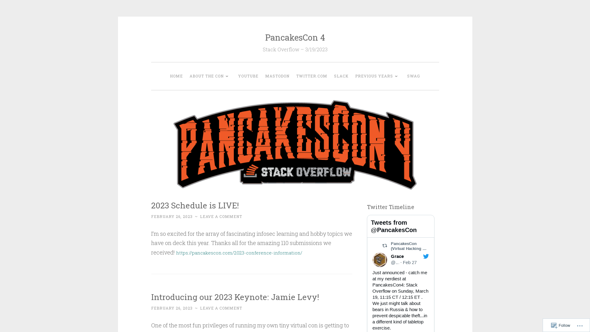PancakesCon 4 – Stack Overflow – 3/19/2023