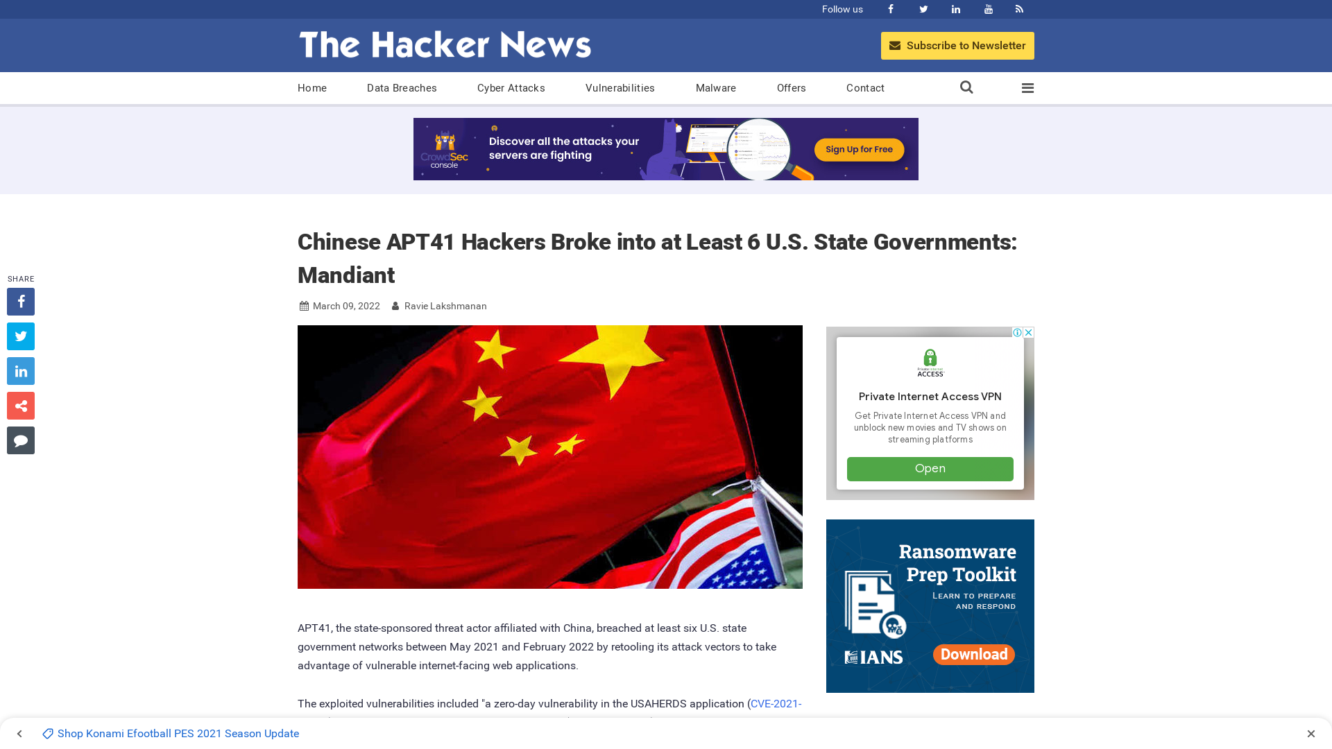 Chinese APT41 Hackers Broke into at Least 6 U.S. State Governments: Mandiant