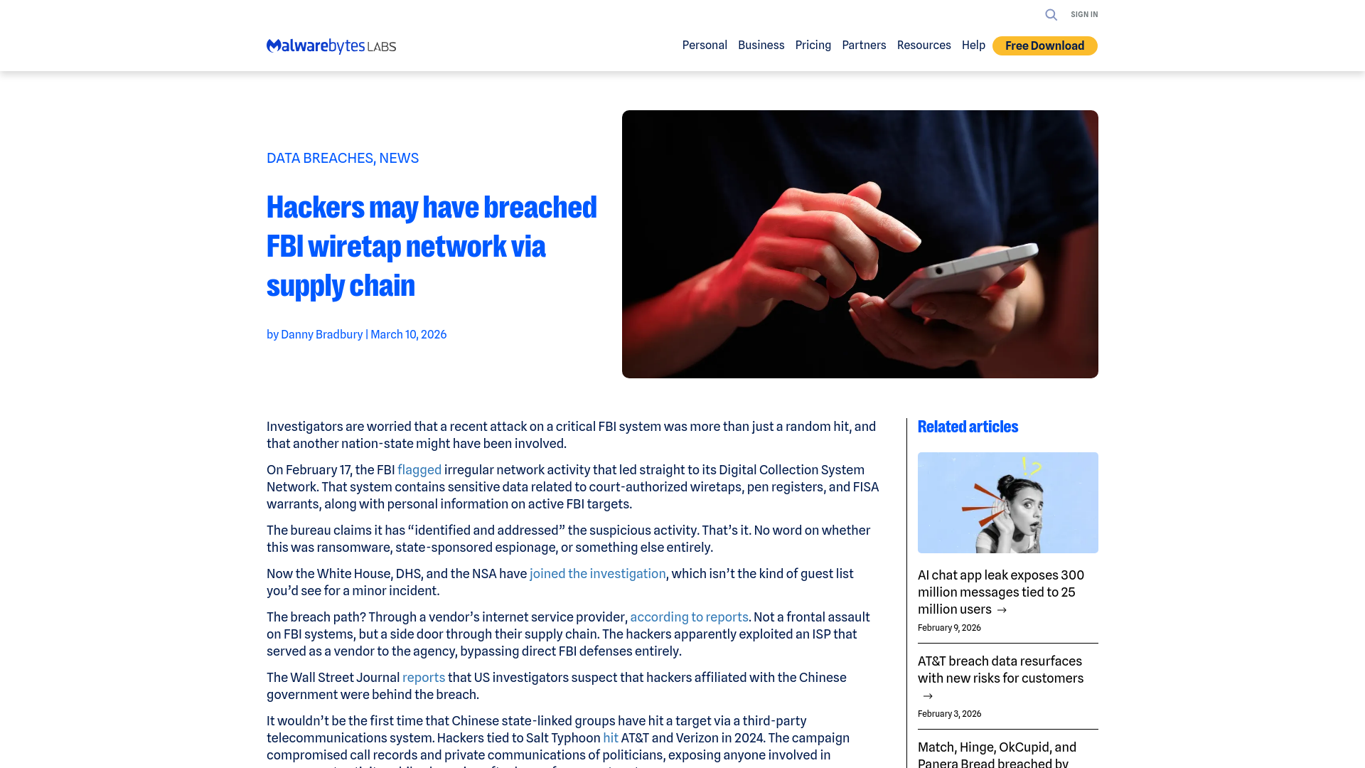 Hackers may have breached FBI wiretap network via supply chain | Malwarebytes