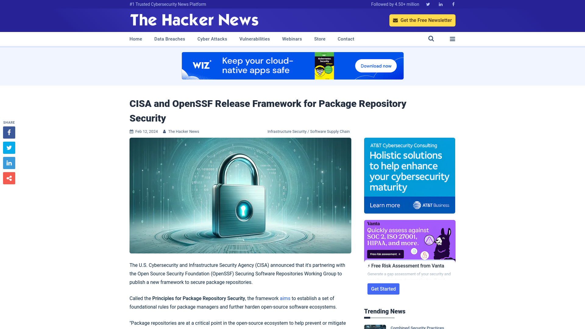 CISA and OpenSSF Release Framework for Package Repository Security