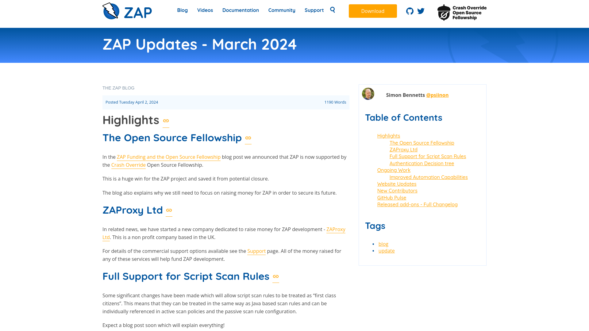 ZAP – ZAP Updates - March 2024