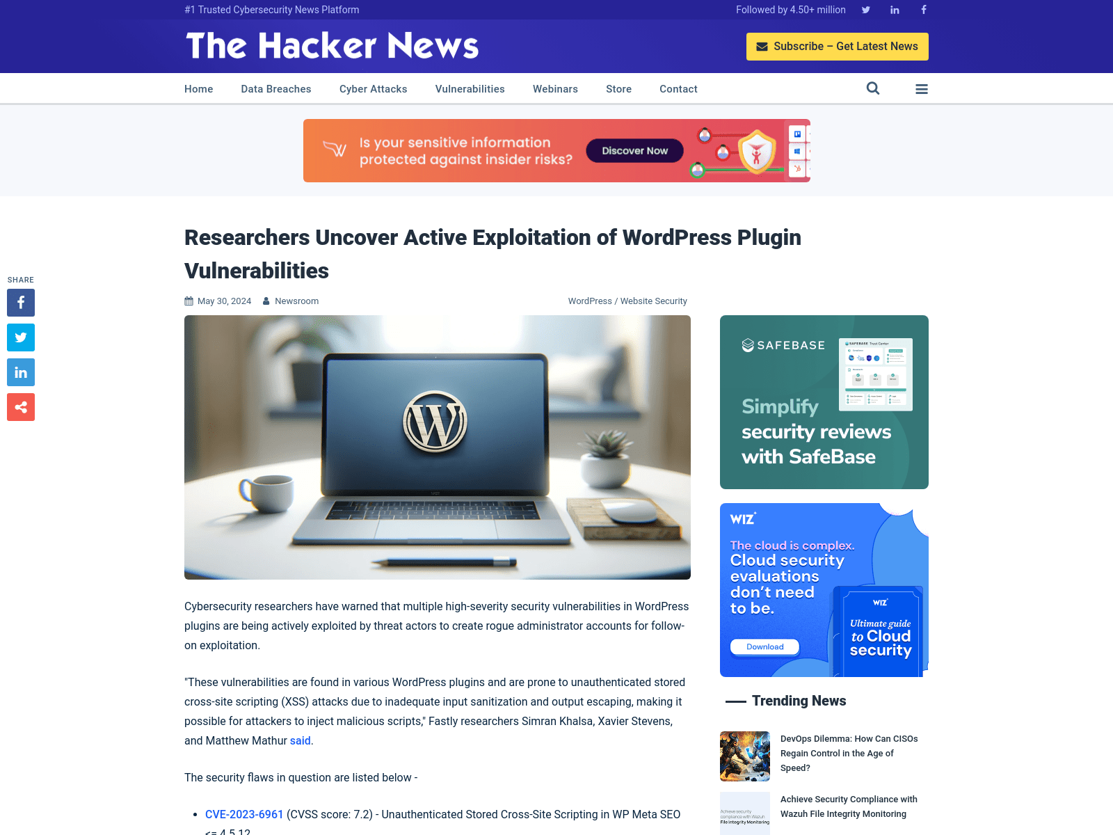 Researchers Uncover Active Exploitation of WordPress Plugin Vulnerabilities