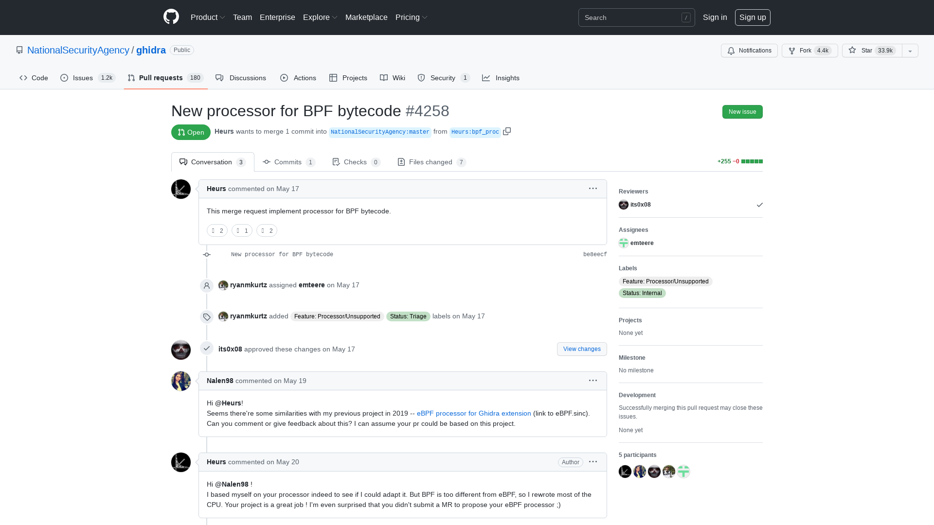 New processor for BPF bytecode by Heurs · Pull Request #4258 · NationalSecurityAgency/ghidra · GitHub