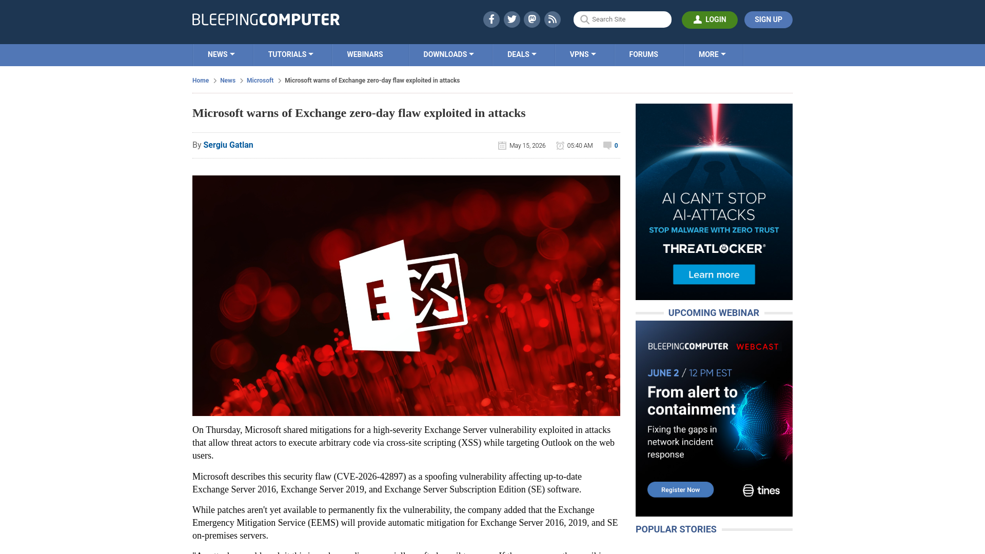 Microsoft warns of Exchange zero-day flaw exploited in attacks