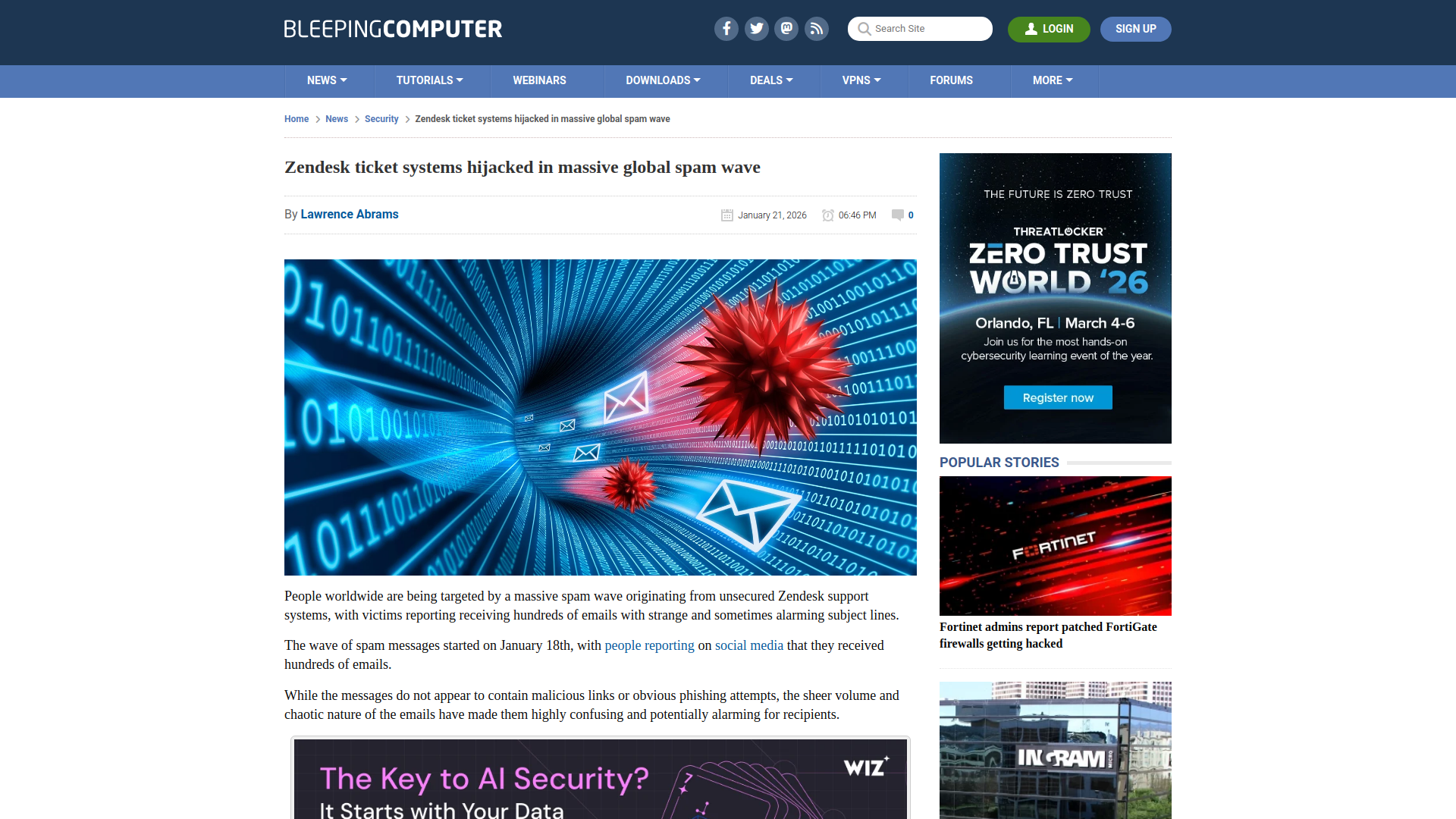 Zendesk ticket systems hijacked in massive global spam wave