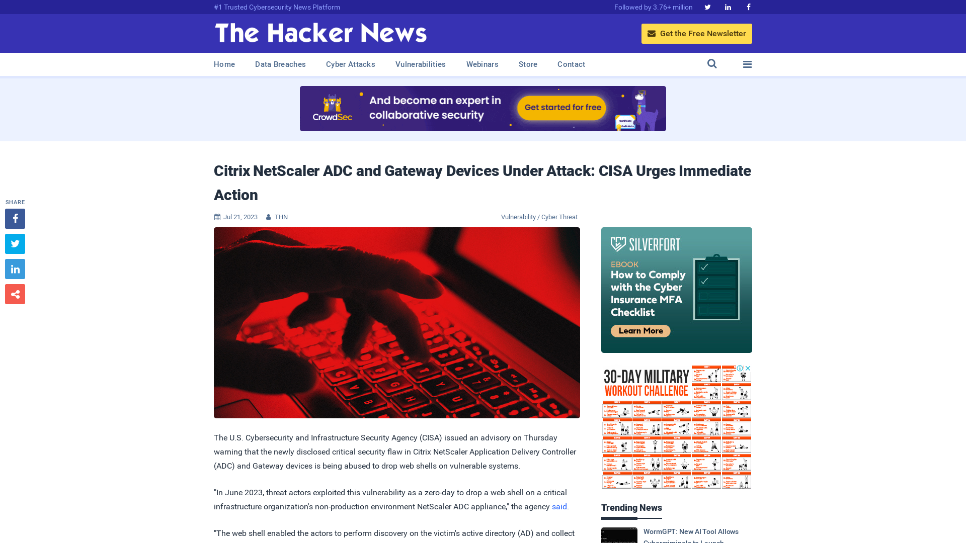 Citrix NetScaler ADC and Gateway Devices Under Attack: CISA Urges Immediate Action