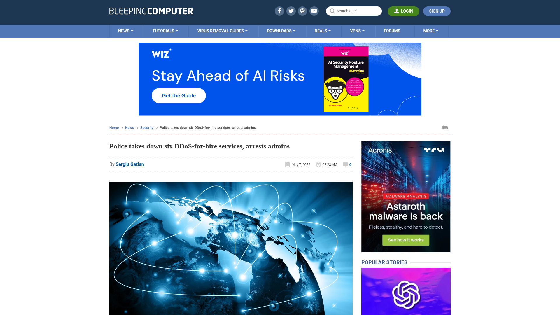 Police takes down six DDoS-for-hire services, arrests admins