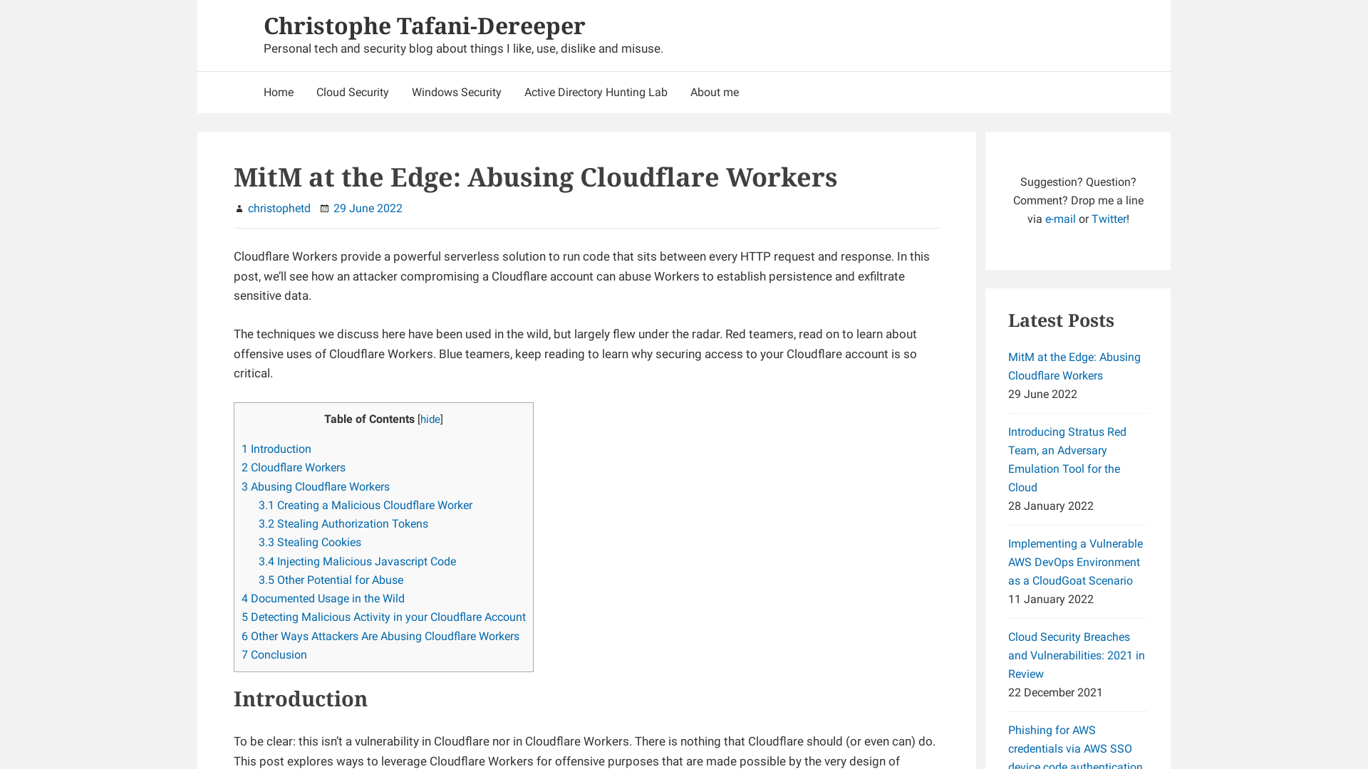 Abusing Cloudflare Workers - Christophe Tafani-Dereeper