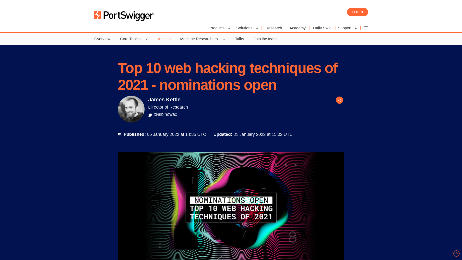 Top 10 web hacking techniques of 2021 - nominations open | PortSwigger Research