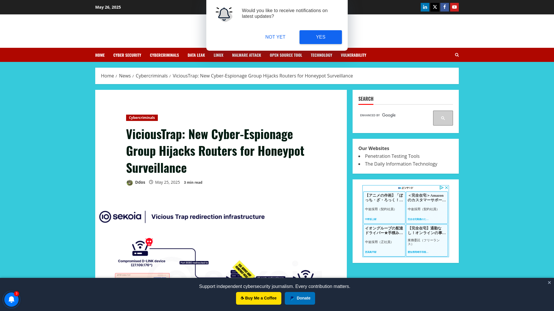 ViciousTrap: New Cyber-Espionage Group Hijacks Routers for Honeypot Surveillance