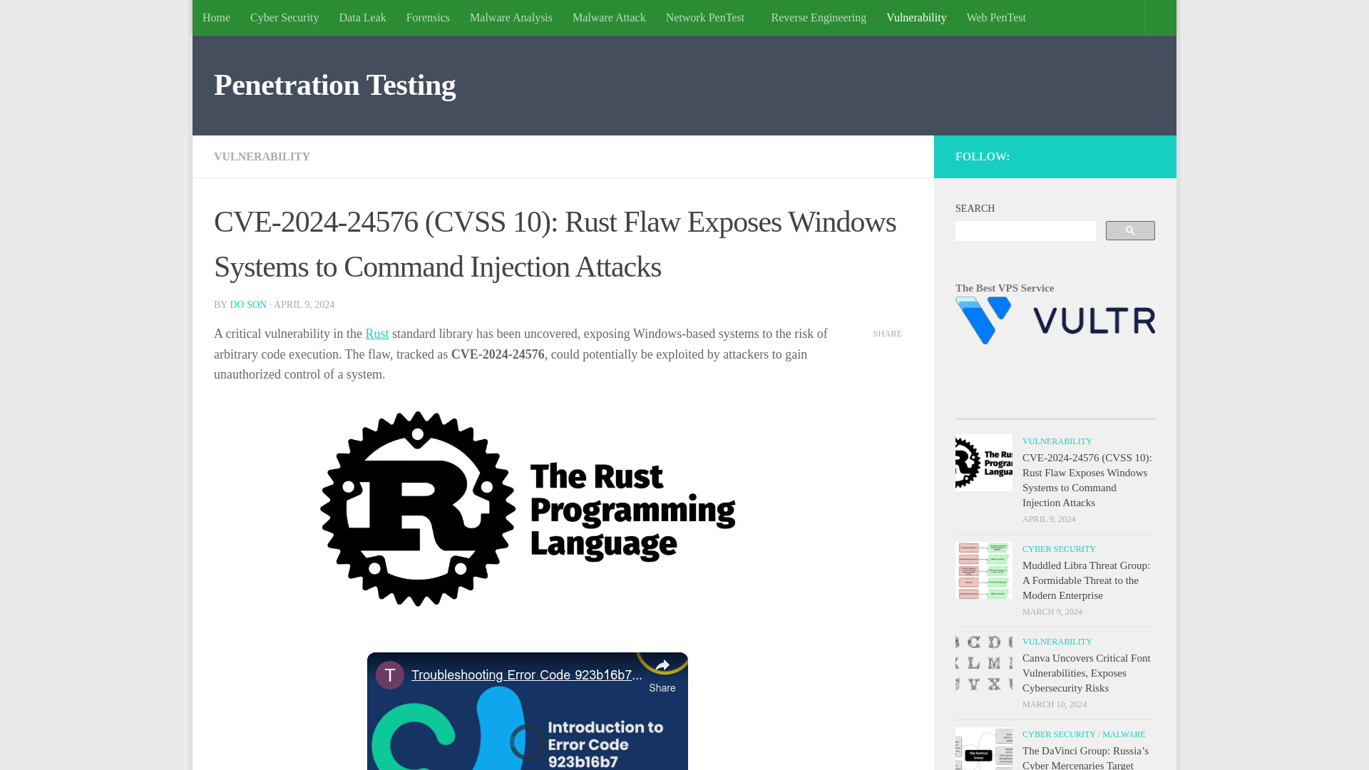 CVE-2024-24576 (CVSS 10): Rust Flaw Exposes Windows Systems to Command Injection Attacks