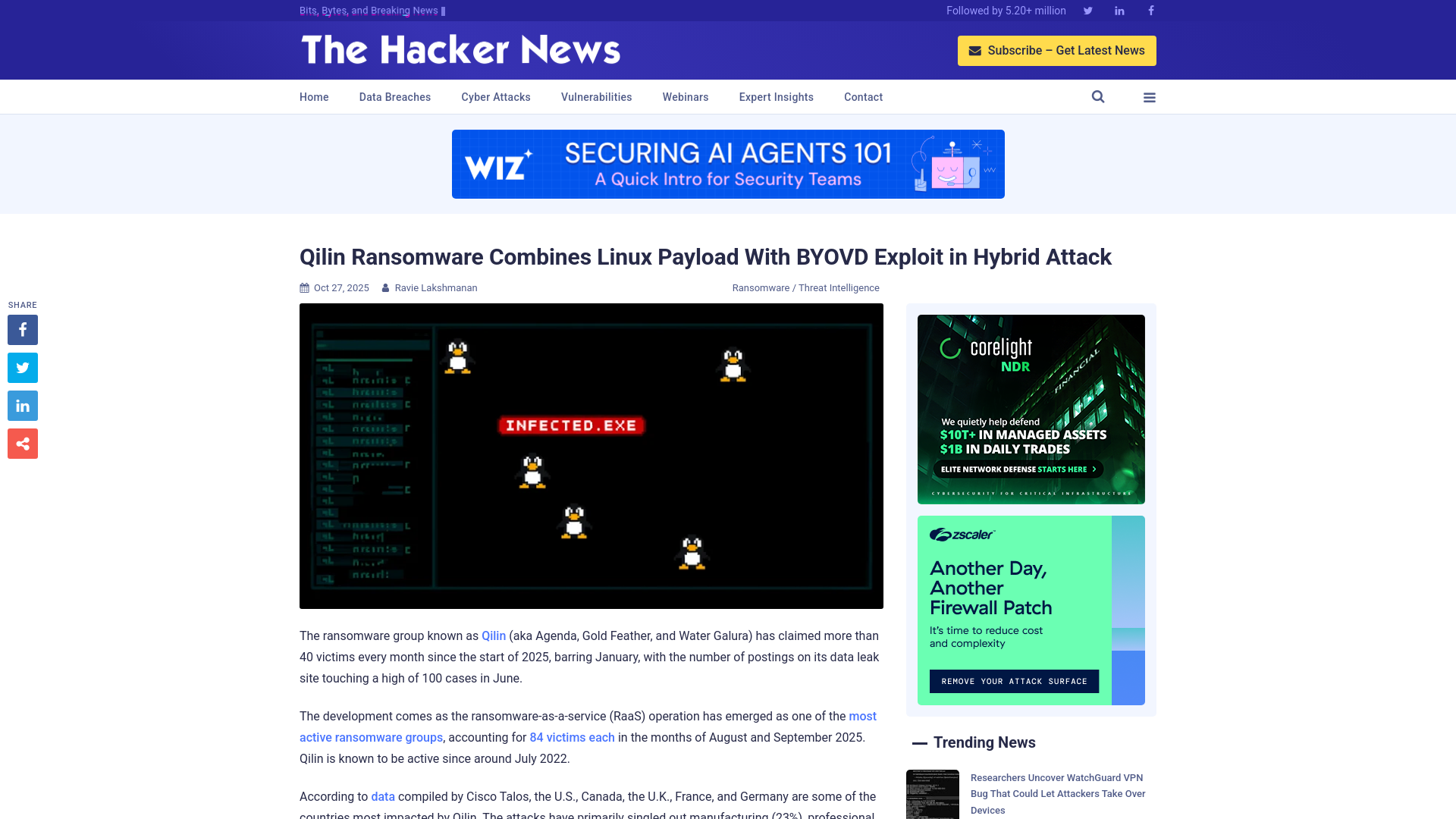 Qilin Ransomware Combines Linux Payload With BYOVD Exploit in Hybrid Attack