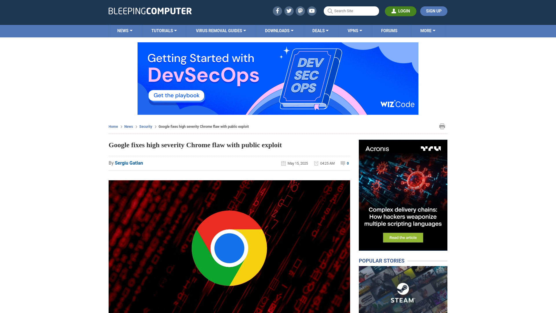 Google fixes high severity Chrome flaw with public exploit