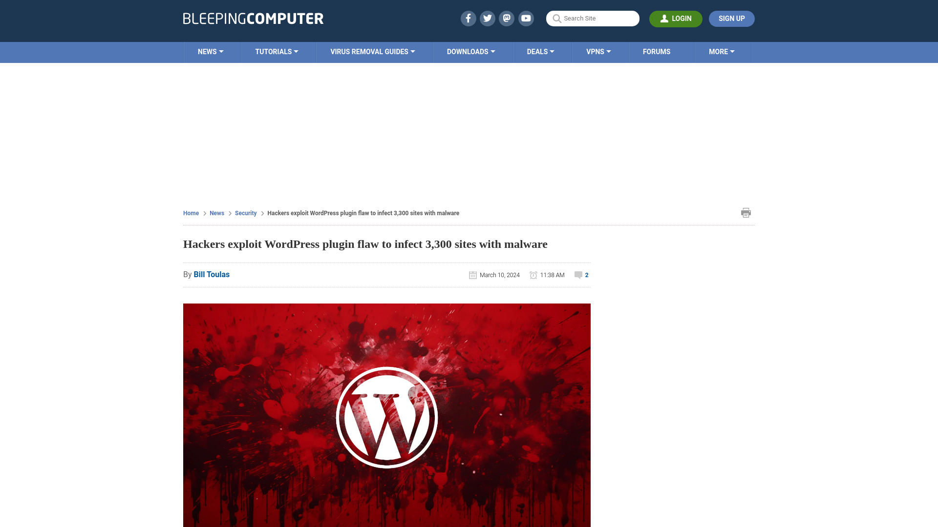 Hackers exploit WordPress plugin flaw to infect 3,300 sites with malware