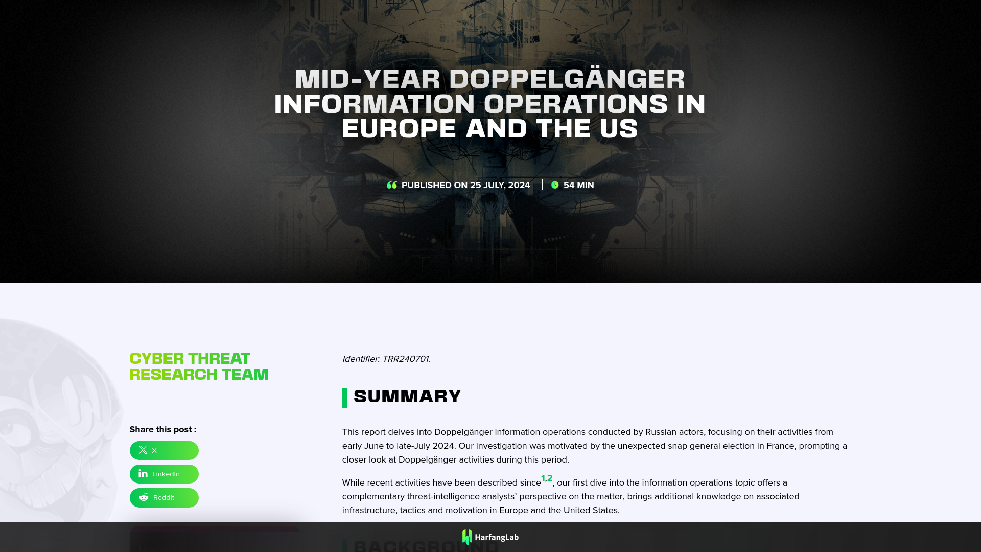 Mid-year Doppelgänger information operations in Europe and the US