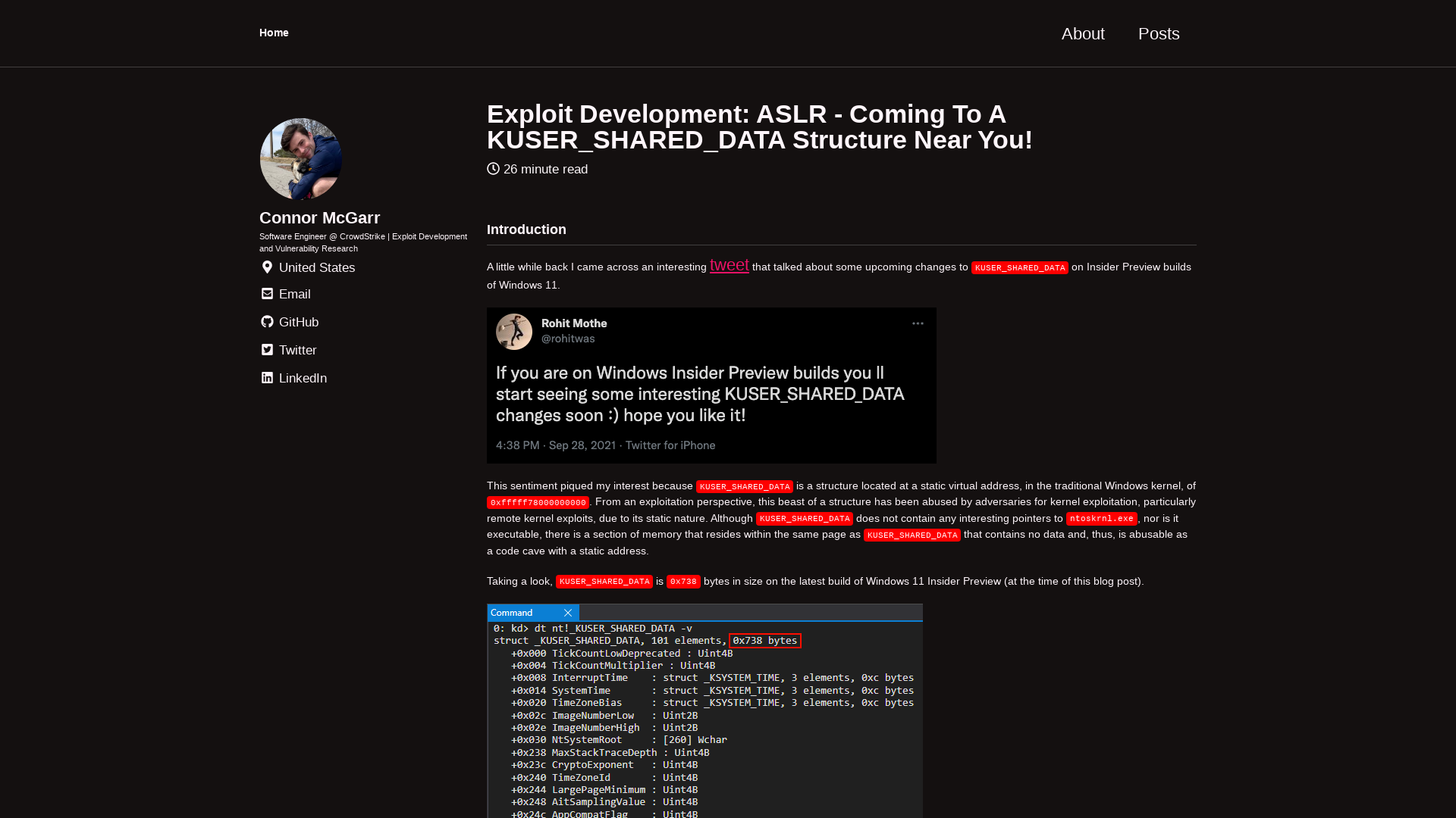 Exploit Development: ASLR - Coming To A KUSER_SHARED_DATA Structure Near You! | Home