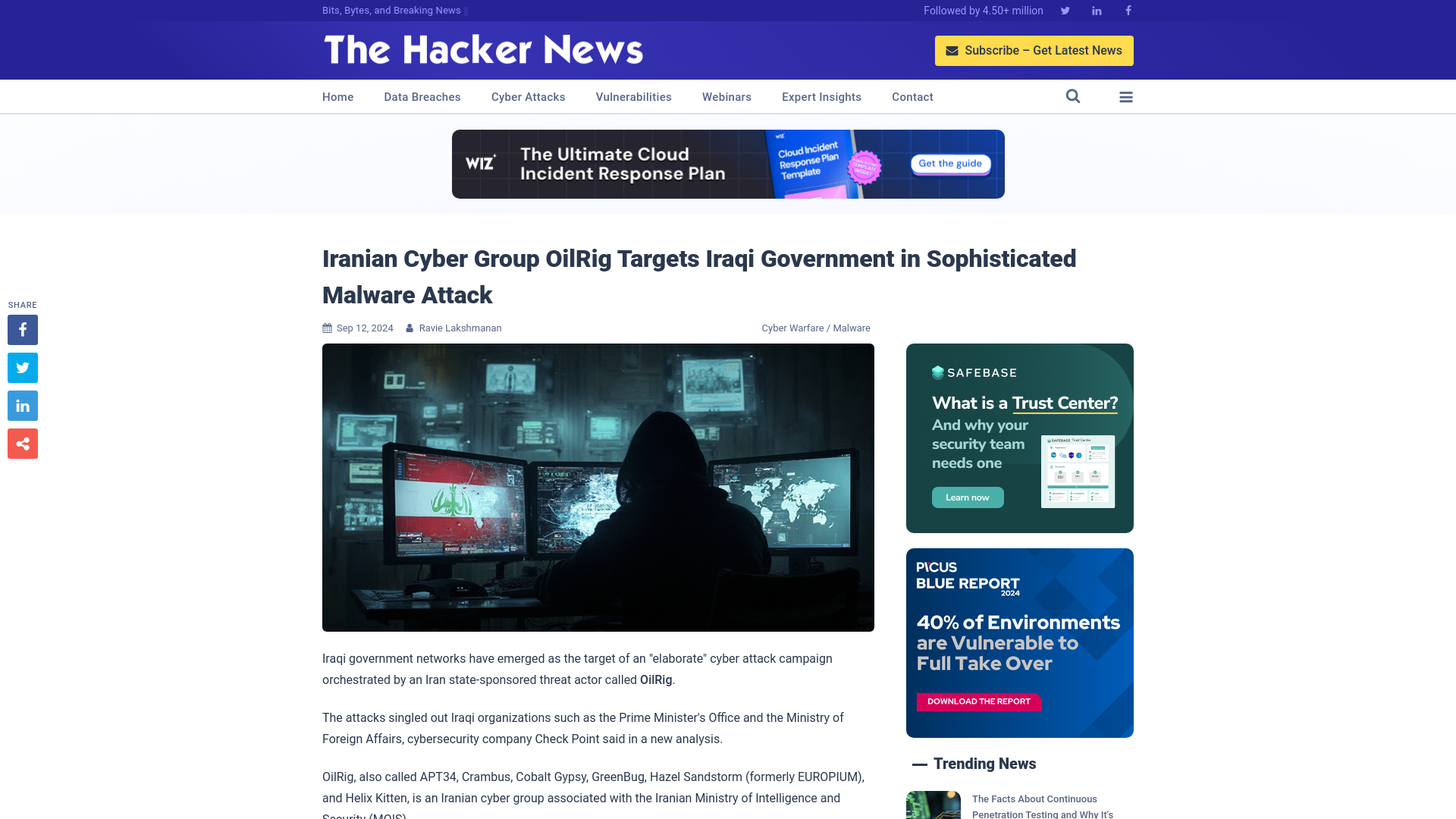 Iranian Cyber Group OilRig Targets Iraqi Government in Sophisticated Malware Attack