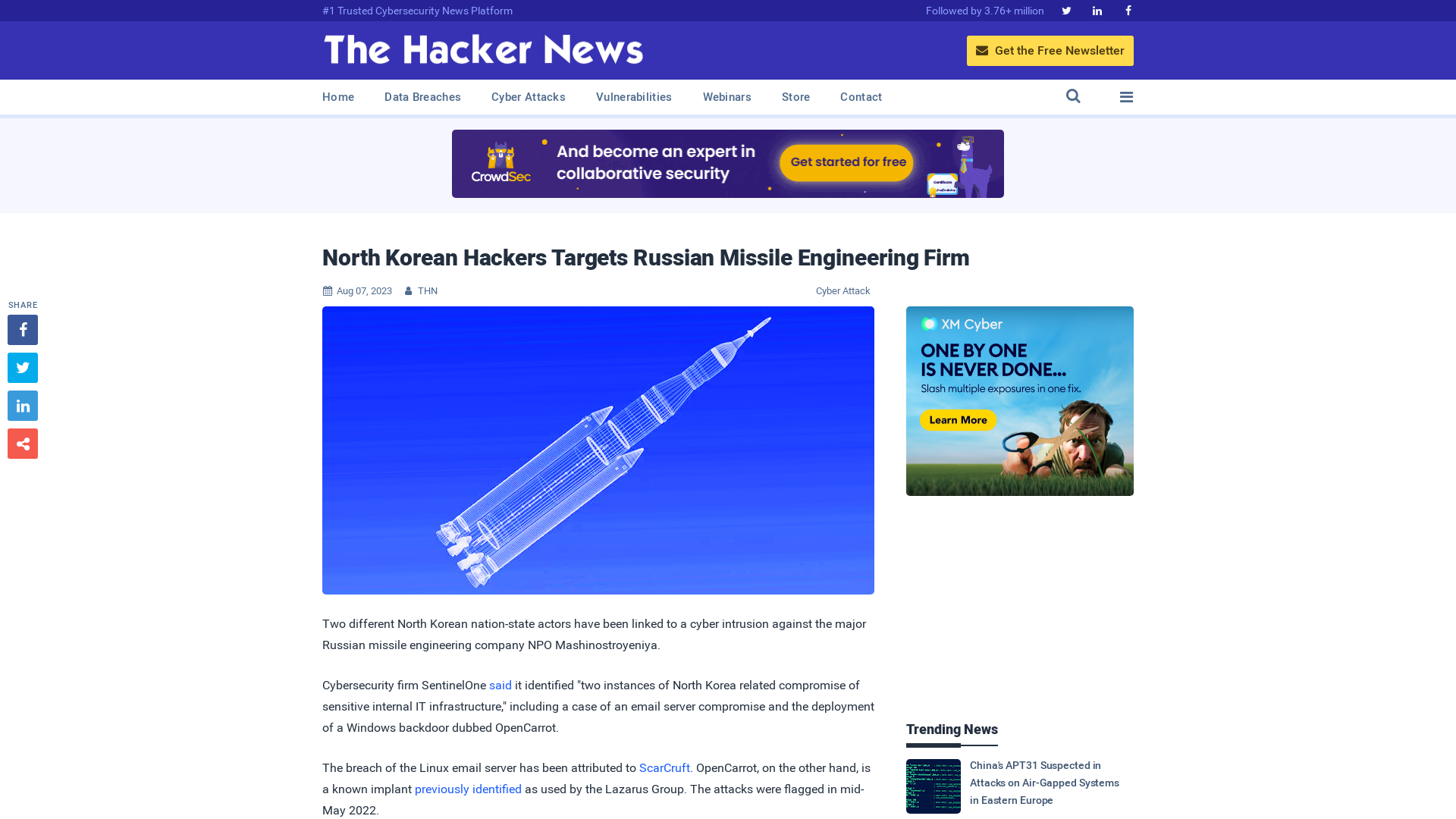 North Korean Hackers Targets Russian Missile Engineering Firm