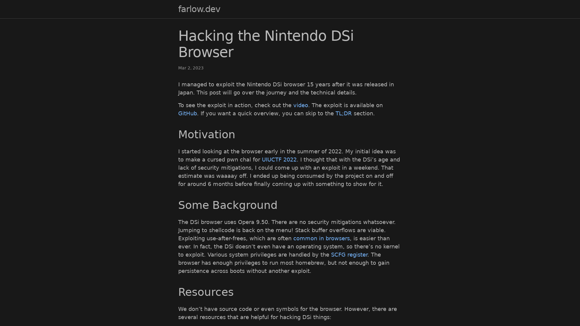 Hacking the Nintendo DSi Browser | farlow.dev