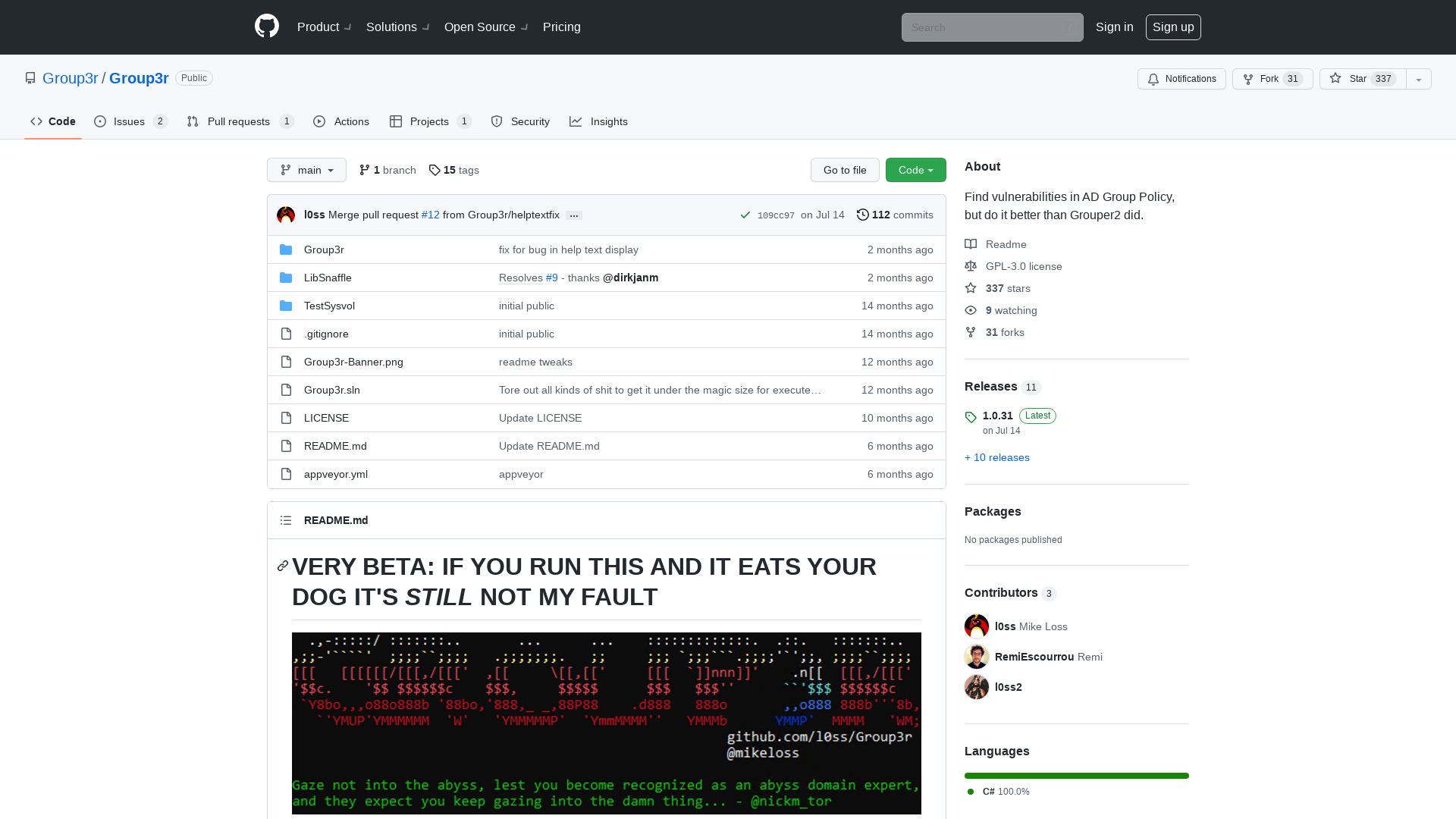 GitHub - Group3r/Group3r: Find vulnerabilities in AD Group Policy, but do it better than Grouper2 did.