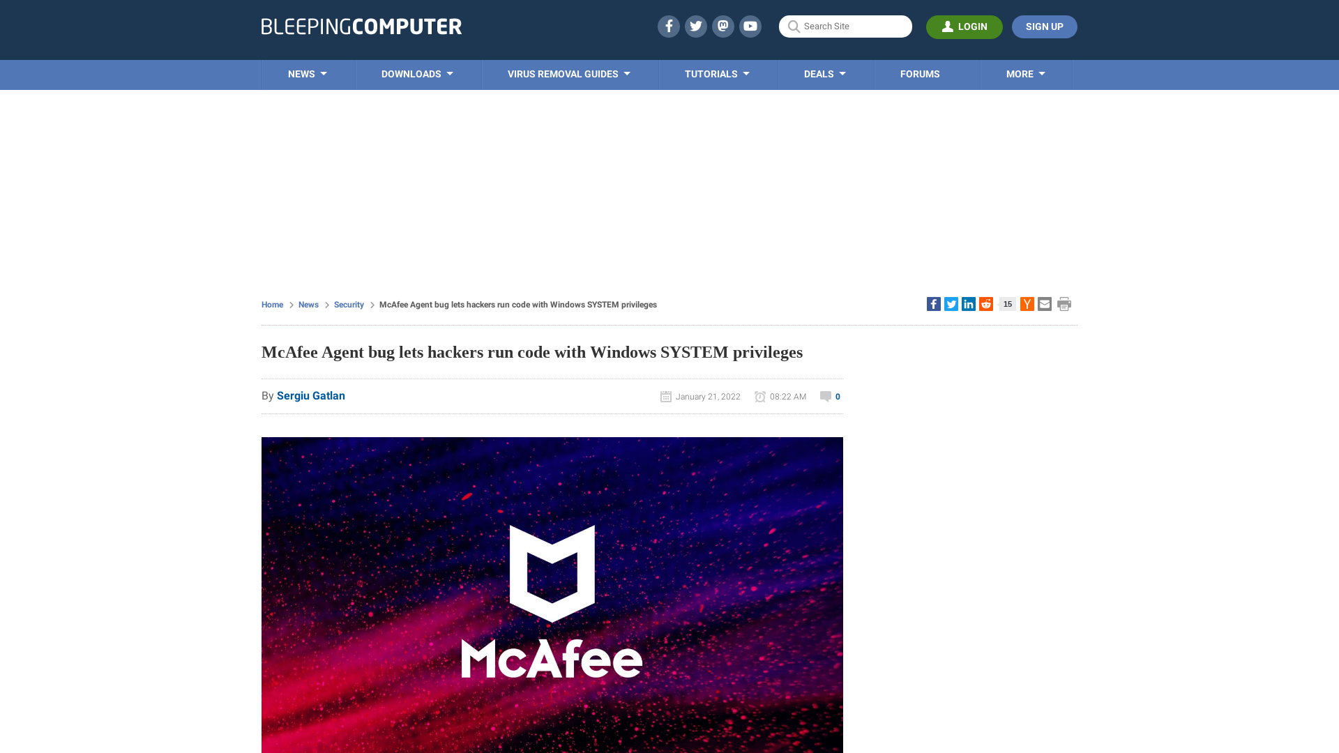 McAfee Agent bug lets hackers run code with Windows SYSTEM privileges