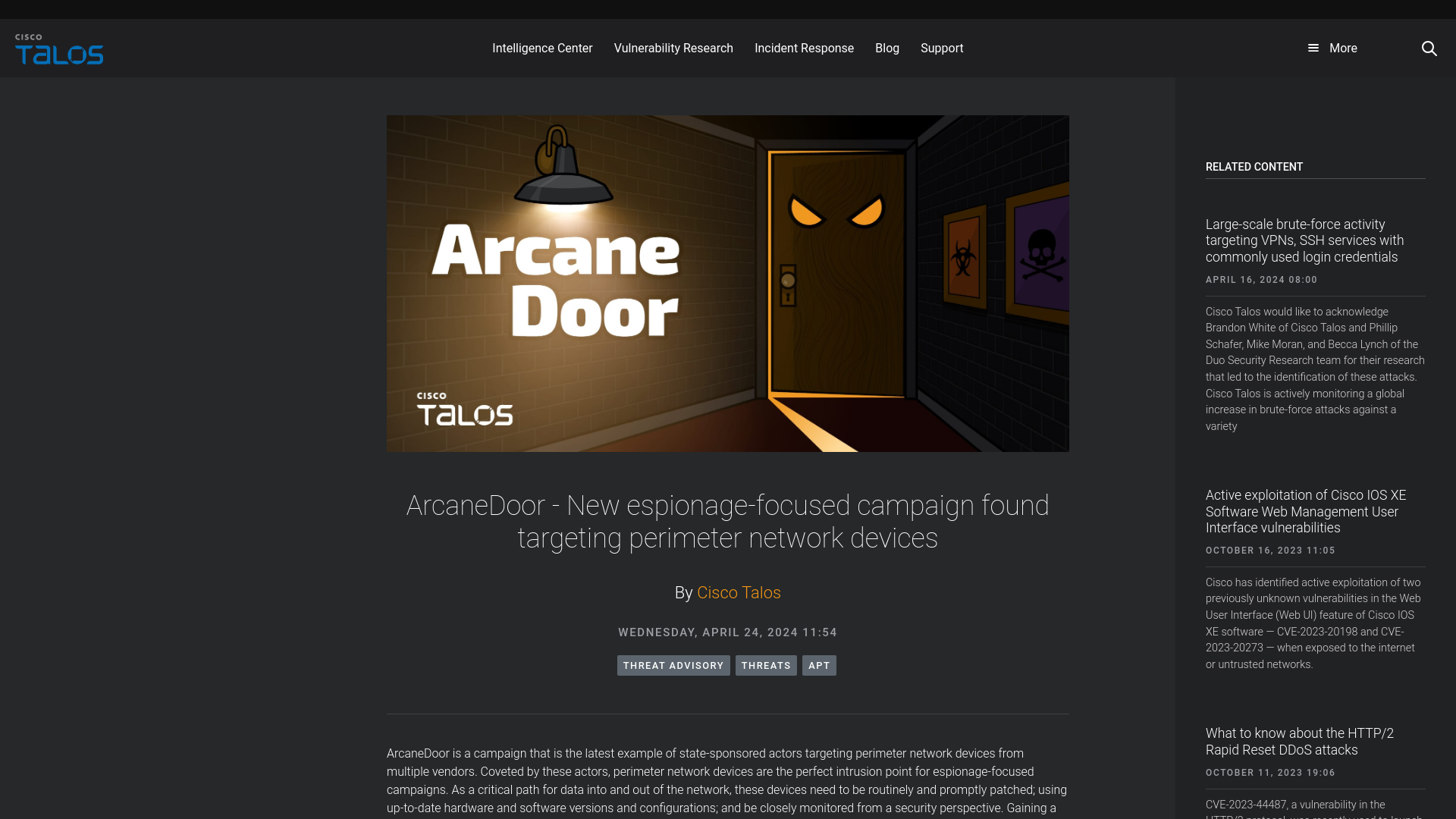 ArcaneDoor - New espionage-focused campaign found targeting perimeter network devices