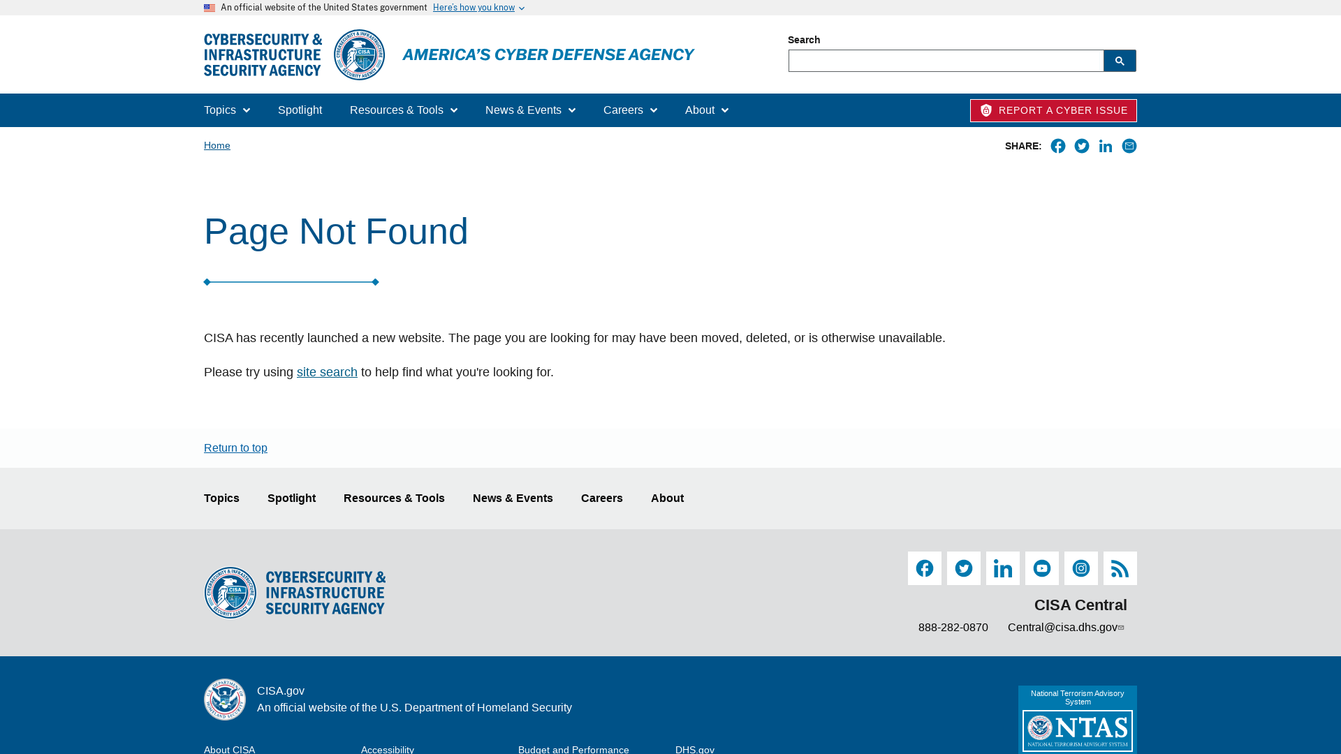 Page Not Found | CISA