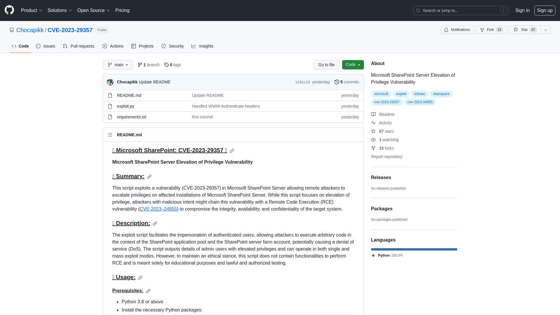 GitHub - Chocapikk/CVE-2023-29357: Microsoft SharePoint Server Elevation of Privilege Vulnerability