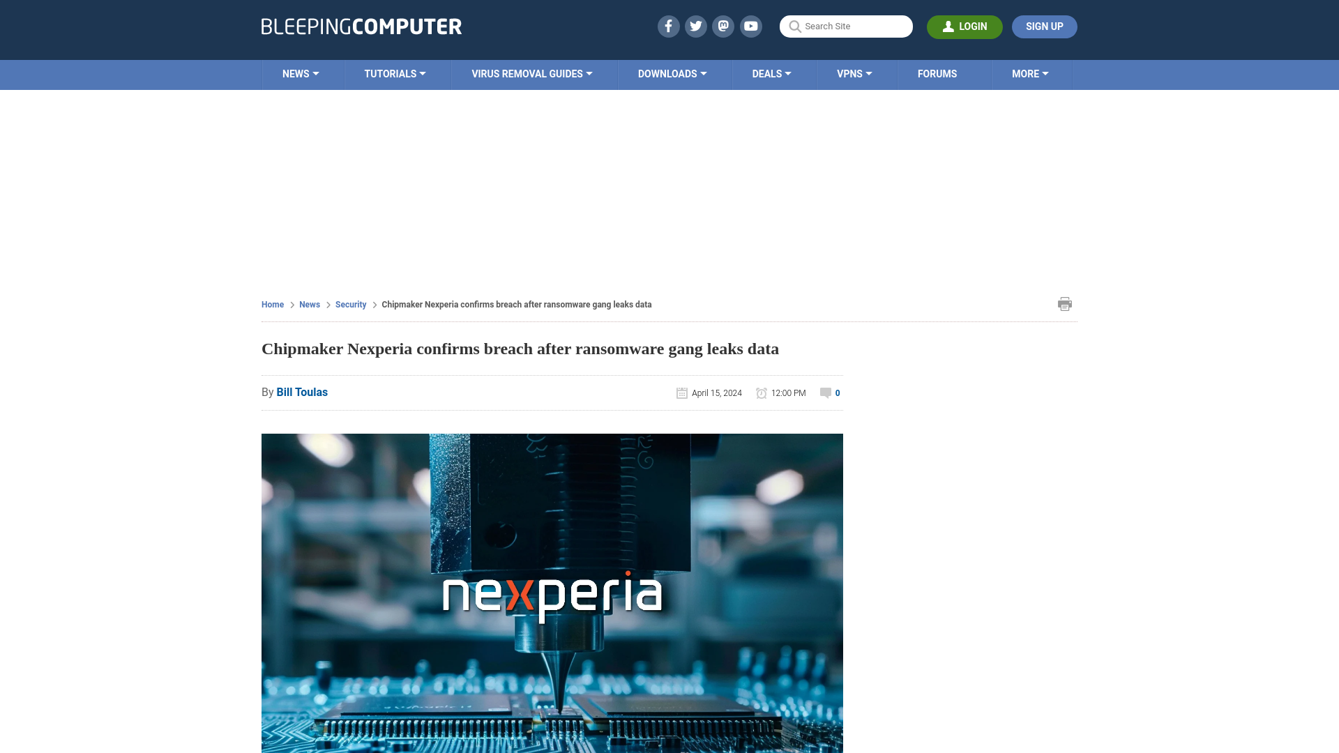 Chipmaker Nexperia confirms breach after ransomware gang leaks data