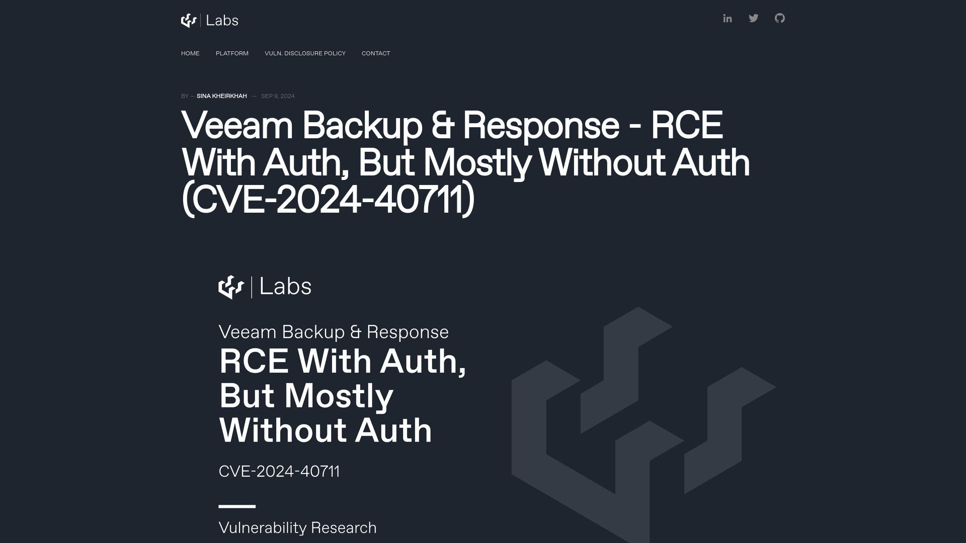 Veeam Backup & Response - RCE With Auth, But Mostly Without Auth (CVE-2024-40711)