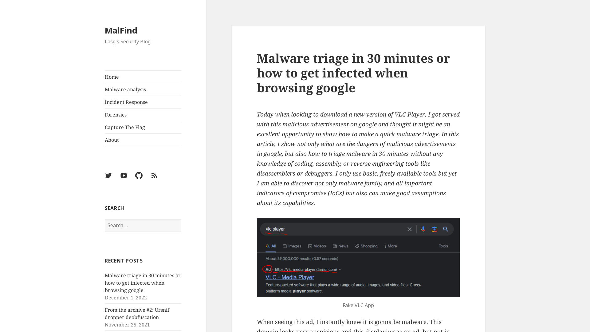 Malware triage in 30 minutes or how to get infected when browsing google – MalFind