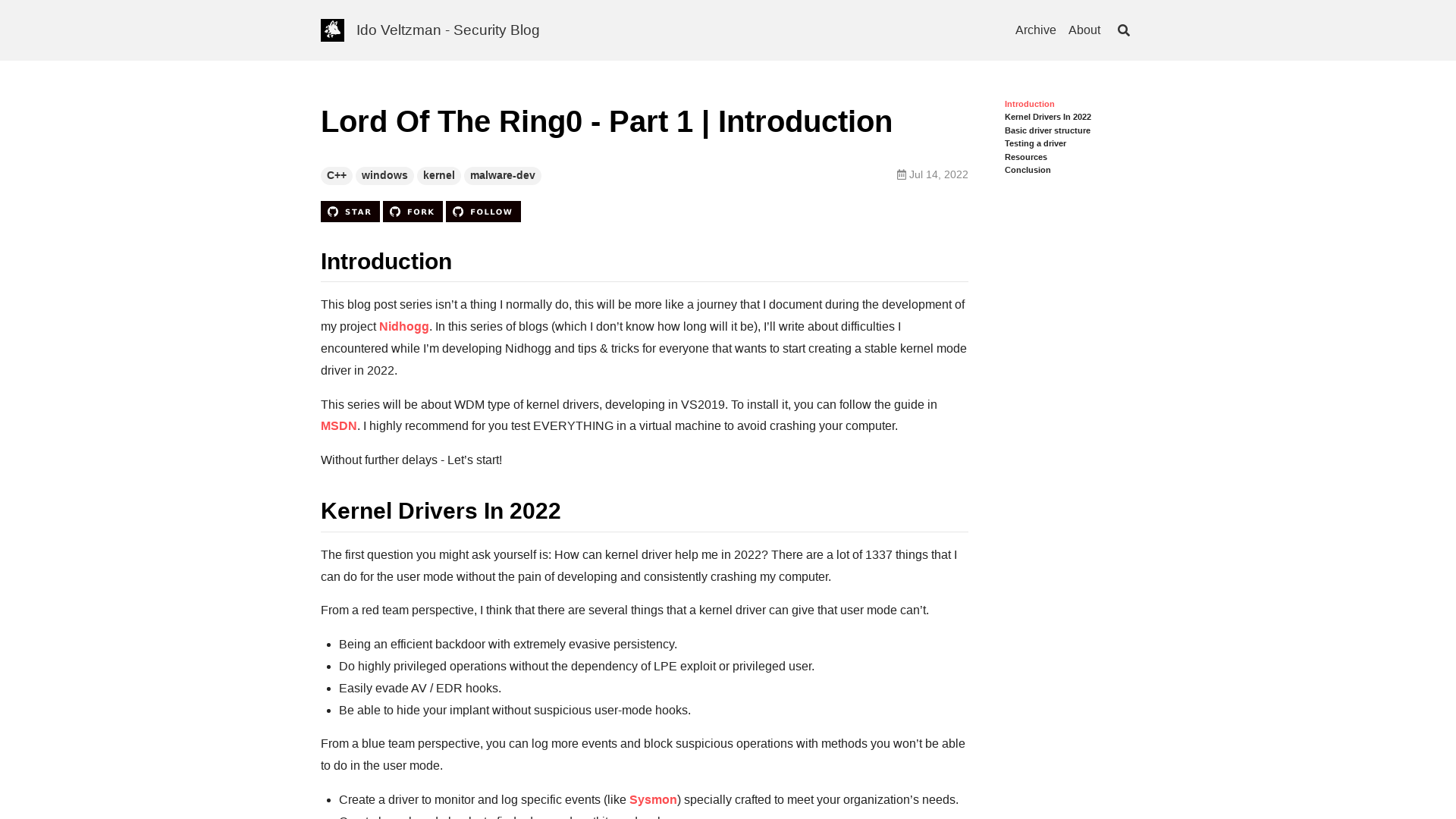 Lord Of The Ring0 - Part 1 | Introduction - Ido Veltzman - Security Blog