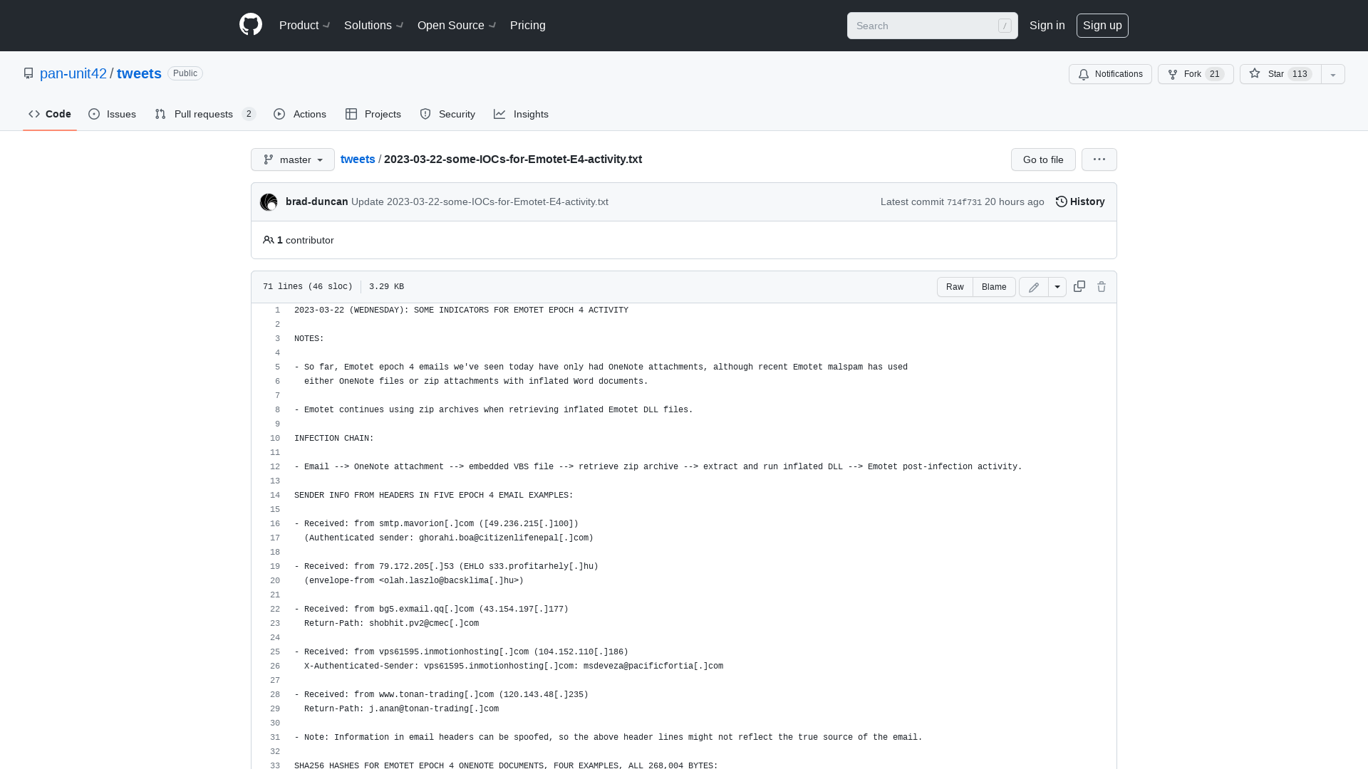 tweets/2023-03-22-some-IOCs-for-Emotet-E4-activity.txt at master · pan-unit42/tweets · GitHub