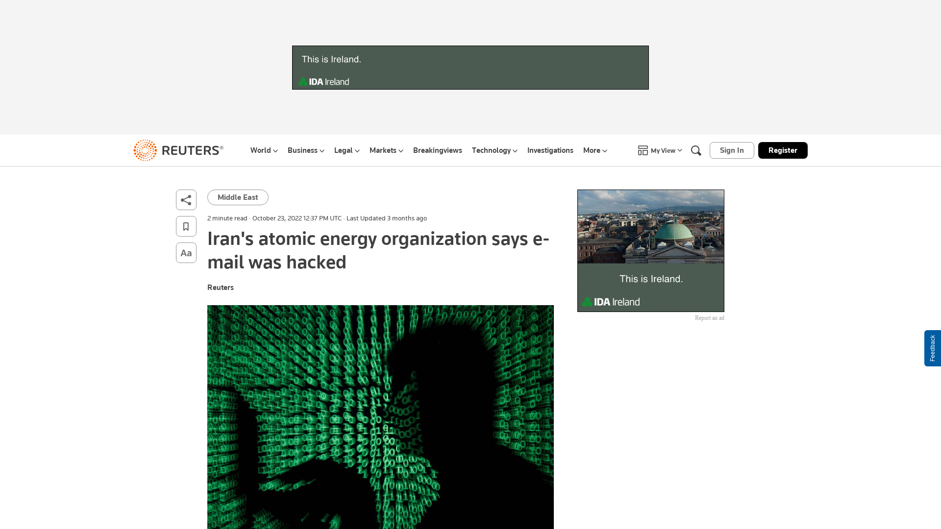 Iran's atomic energy organization says e-mail was hacked | Reuters