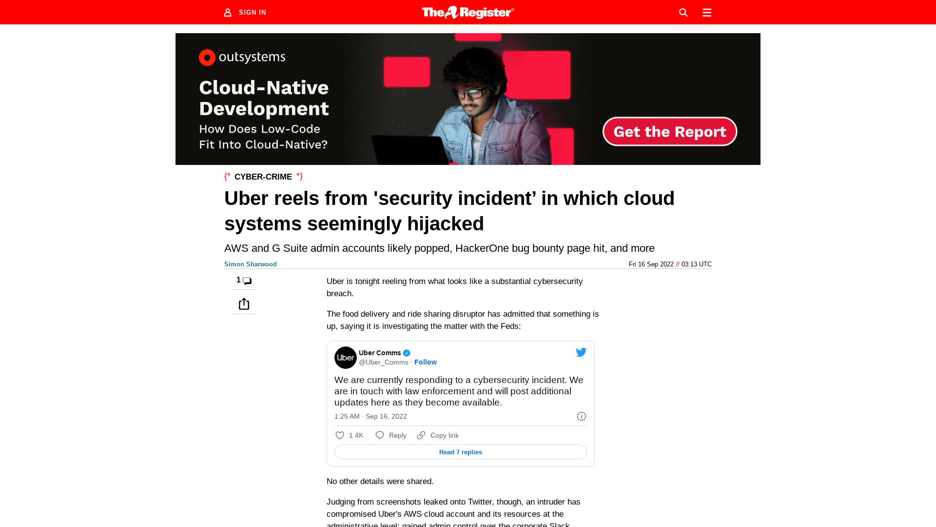 Uber cloud systems seemingly hijacked in 'security incident’ • The Register