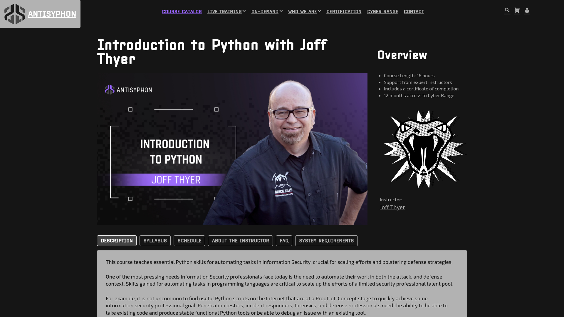 Introduction to Python with Joff Thyer - Antisyphon Training