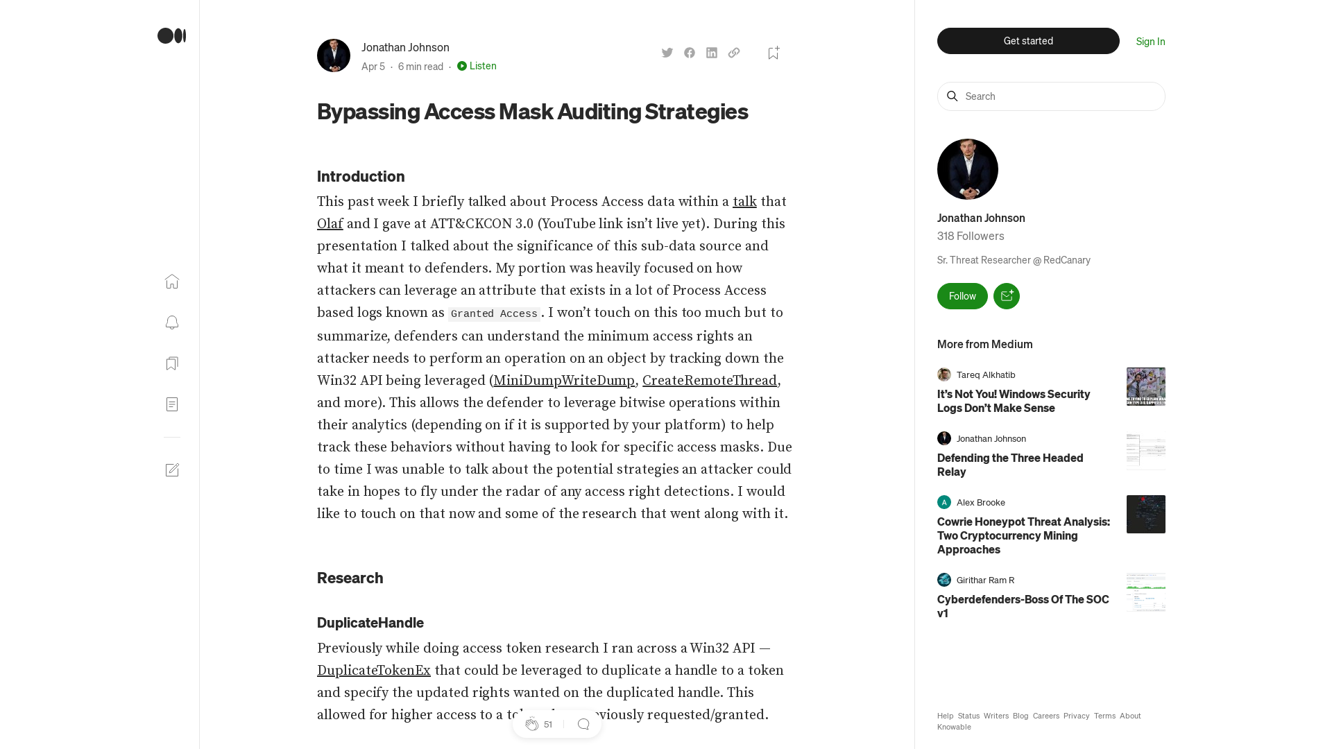 Bypassing Access Mask Auditing Strategies | by Jonathan Johnson | Medium