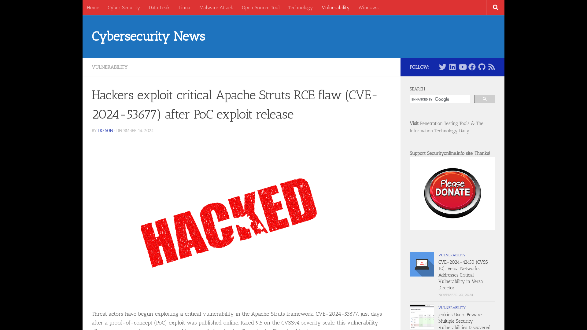 Hackers exploit critical Apache Struts RCE flaw (CVE-2024-53677) after PoC exploit release