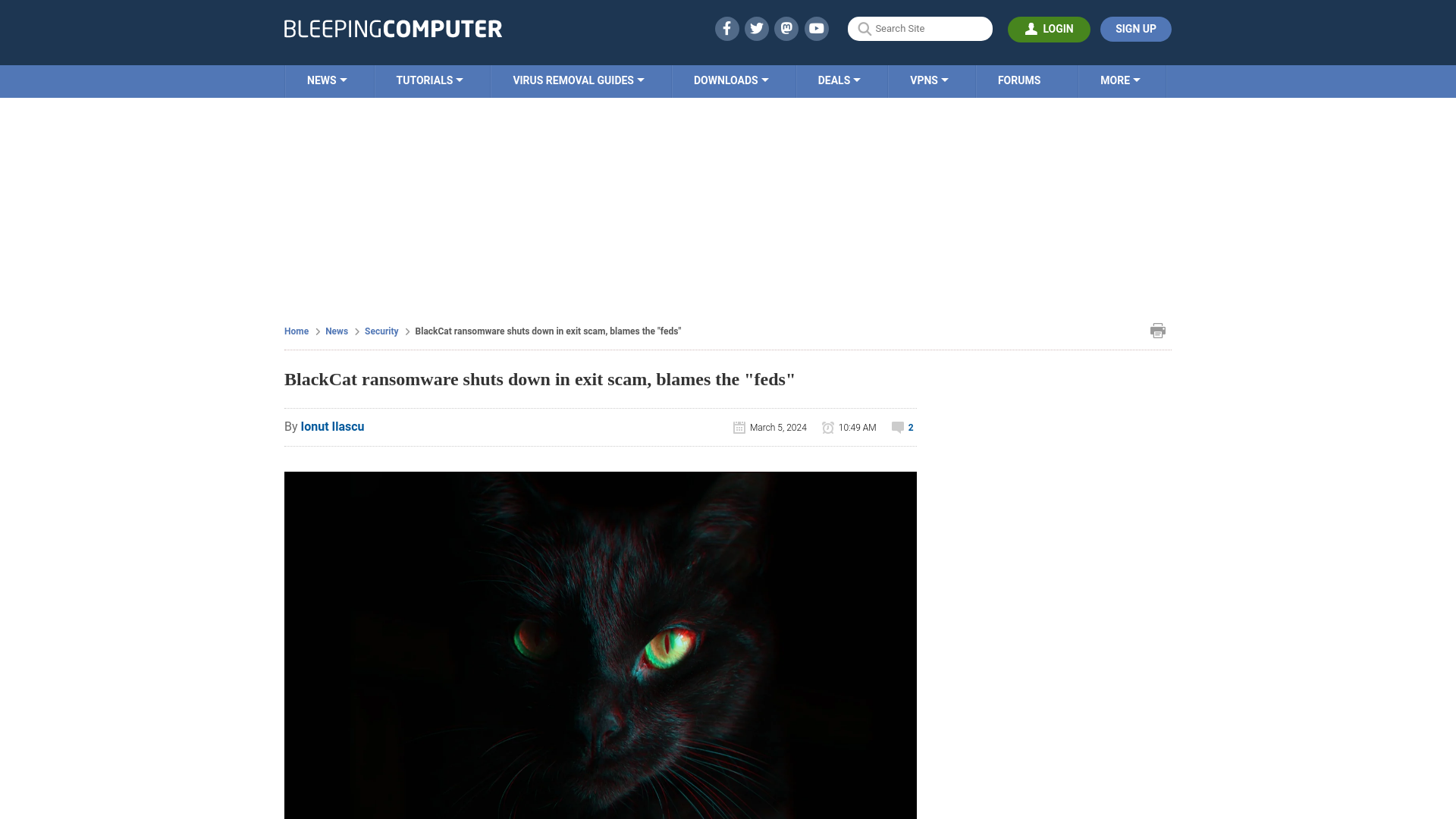 BlackCat ransomware shuts down in exit scam, blames the "feds"