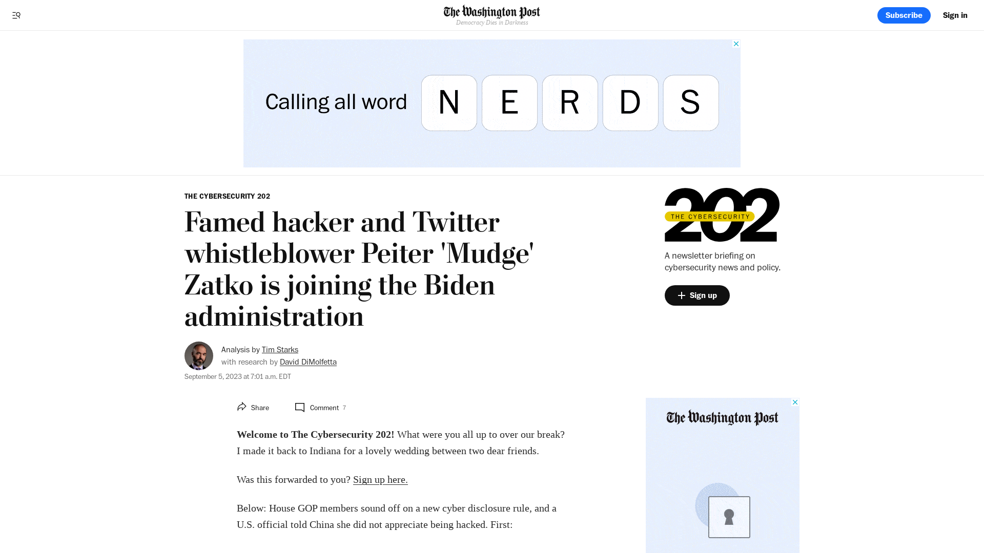 Famed hacker and Twitter whistleblower Peiter 'Mudge' Zatko is joining the Biden administration - The Washington Post