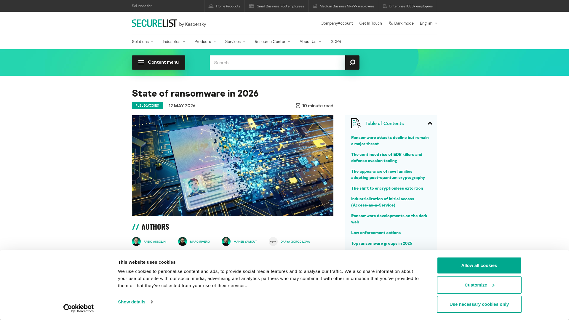 Reviewing the trends in ransomware attacks in 2026 | Securelist