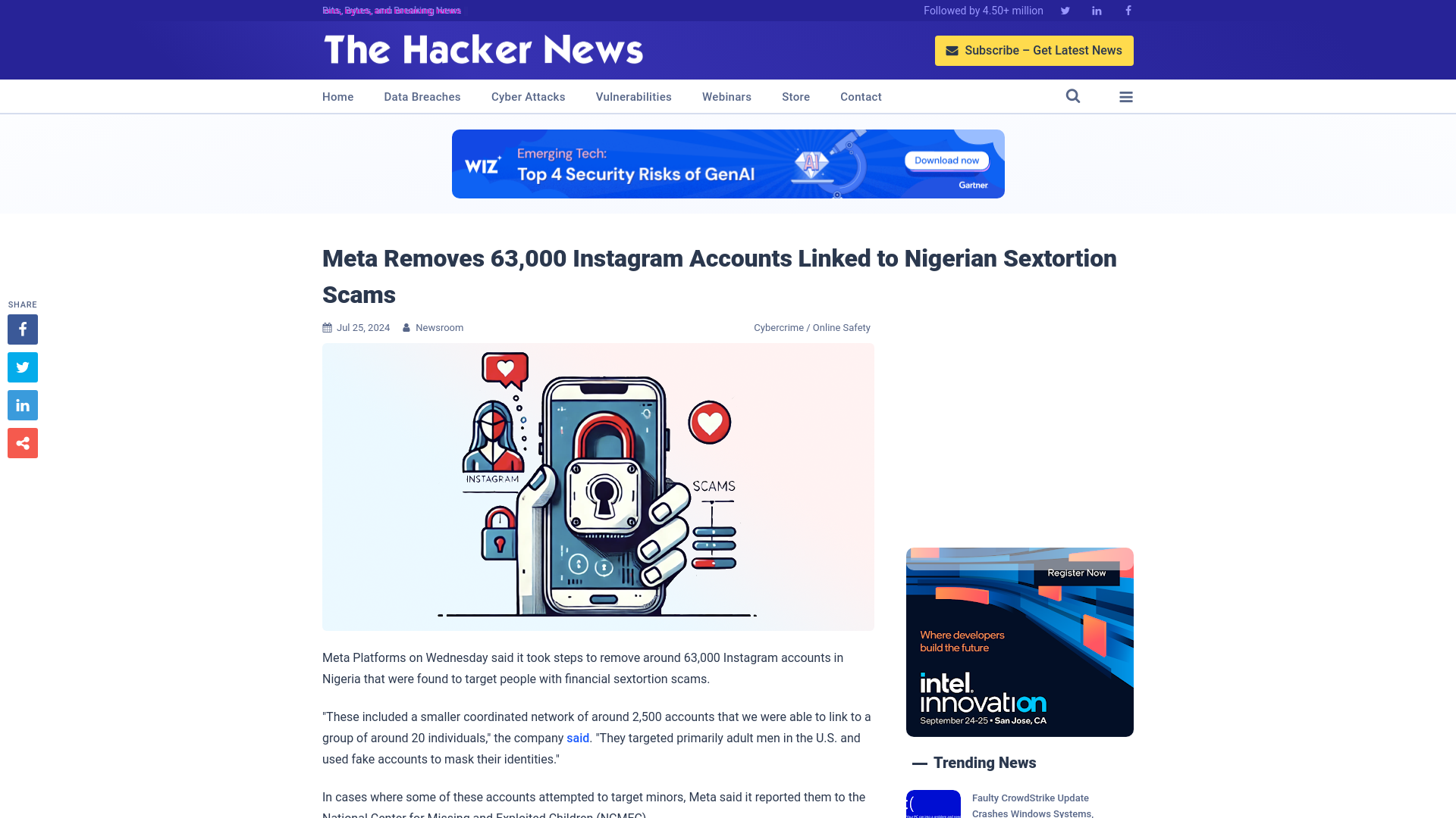 Meta Removes 63,000 Instagram Accounts Linked to Nigerian Sextortion Scams