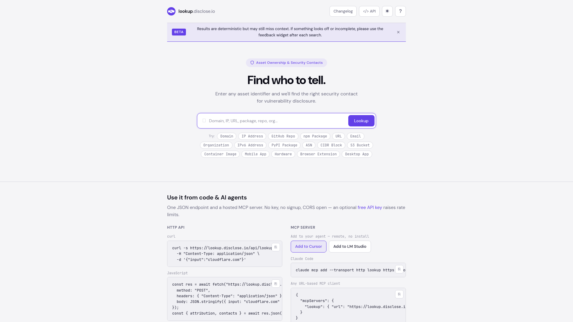 Asset Ownership & Security Contact Lookup | disclose.io