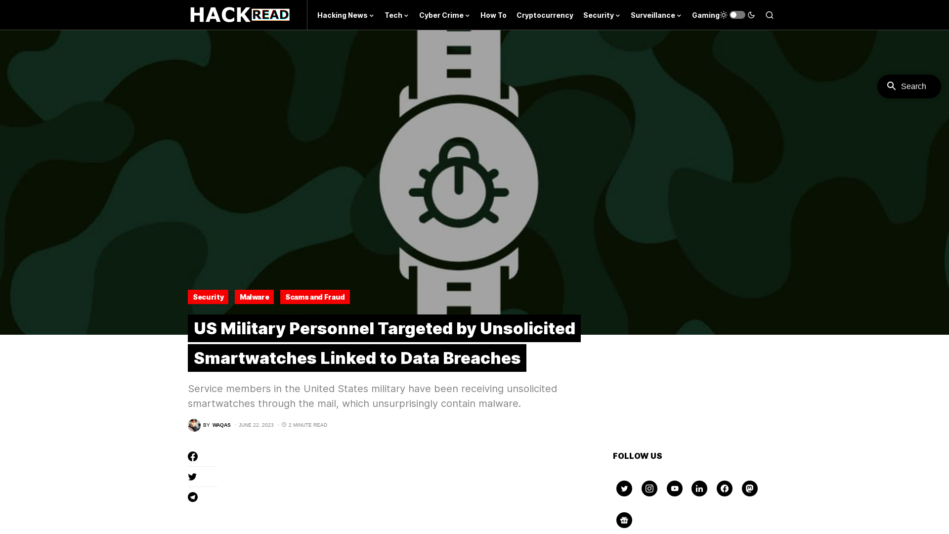 US Military Personnel Targeted by Unsolicited Smartwatches Linked to Data Breaches